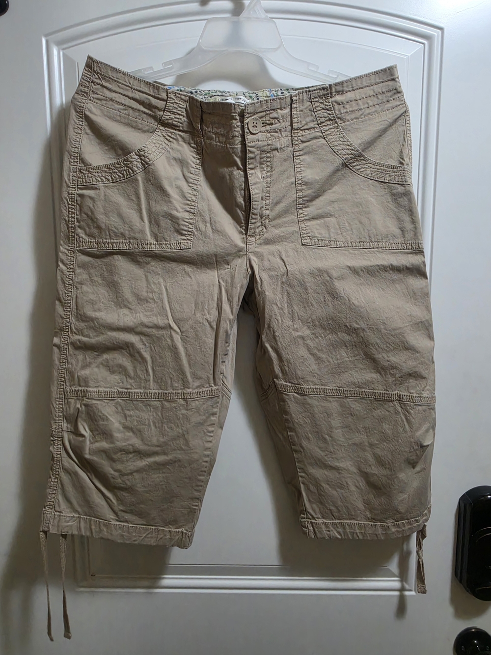 Lee Khaki Cargo Capris Size 16 Medium Stretch Cotton